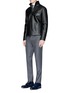 Figure View - Click To Enlarge - ARMANI COLLEZIONI - Shearling lining croc-embossed leather jacket