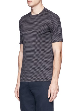 Front View - Click To Enlarge - ARMANI COLLEZIONI - Micro check slim fit T-shirt