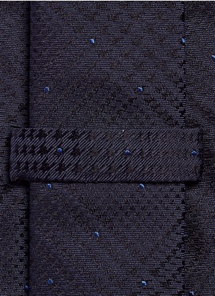 Detail View - Click To Enlarge - ARMANI COLLEZIONI - Dot embroidered houndstooth jacquard silk tie