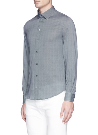 Front View - Click To Enlarge - ARMANI COLLEZIONI - Gingham check jersey shirt