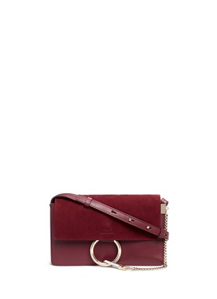 Main View - Click To Enlarge - CHLOÉ - 'Faye' small suede flap leather crossbody bag