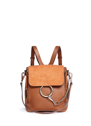 Main View - Click To Enlarge - CHLOÉ - Faye' small suede flap leather backpack
