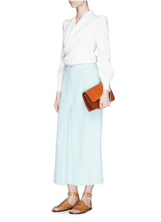 Front View - Click To Enlarge - CHLOÉ - 'Faye' small suede flap leather crossbody bag
