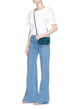 Figure View - Click To Enlarge - CHLOÉ - 'Faye' suede flap leather crossbody wallet