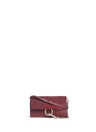 Main View - Click To Enlarge - CHLOÉ - 'Faye' mini suede flap leather crossbody wallet