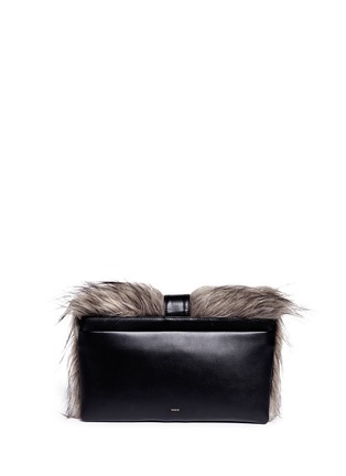 Detail View - Click To Enlarge - VASIC - 'Lou' faux fur panel leather clutch