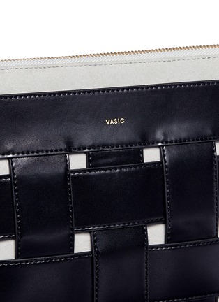 Detail View - Click To Enlarge - VASIC - 'Merge' woven leather and suede wristlet clutch