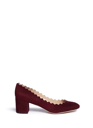 Main View - Click To Enlarge - CHLOÉ - 'Lauren' scalloped chamois suede pumps