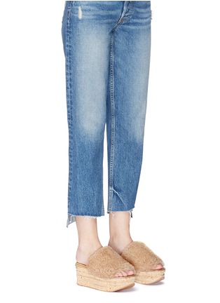 Figure View - Click To Enlarge - CHLOÉ - 'Camille' cork wedge shearling slide sandals