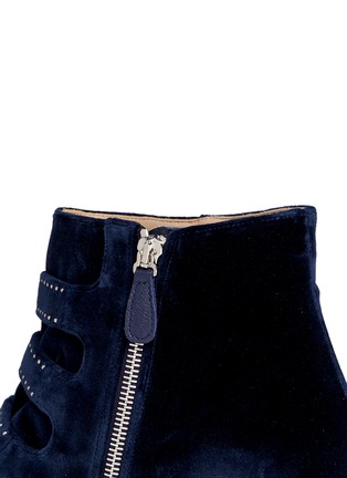 Detail View - Click To Enlarge - CHLOÉ - 'Susanna' floral stud buckled velvet booties