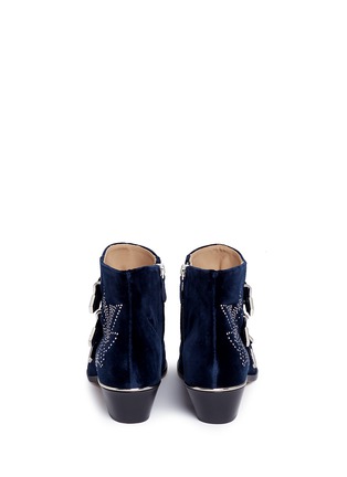 Back View - Click To Enlarge - CHLOÉ - 'Susanna' floral stud buckled velvet booties