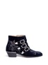 Main View - Click To Enlarge - CHLOÉ - 'Susanna' floral stud buckled velvet booties