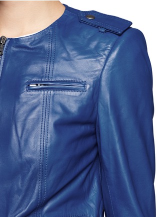 Detail View - Click To Enlarge - ALICE & OLIVIA - Lambskin cropped biker jacket