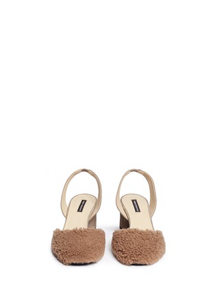 Front View - Click To Enlarge - FABIO RUSCONI - 'Patty' Merino wool panel suede slingback pumps