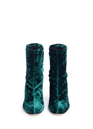 Front View - Click To Enlarge - FABIO RUSCONI - 'Capino' chenille velvet ankle sock boots