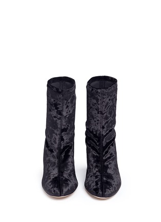 Front View - Click To Enlarge - FABIO RUSCONI - 'Capino' chenille velvet ankle sock boots
