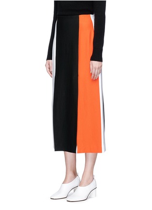 Front View - Click To Enlarge - ROSETTA GETTY - Colourblock double vent ponte knit skirt
