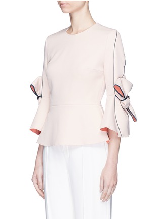 Front View - Click To Enlarge - ROKSANDA - 'Kemi' bow cuff bonded crepe top