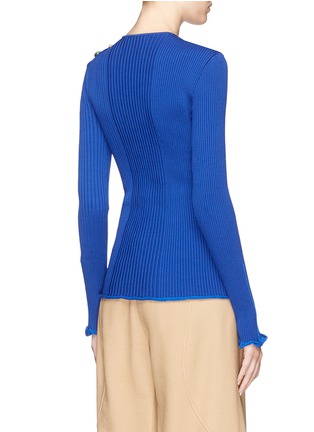 Back View - Click To Enlarge - ROKSANDA - 'Rhea' geometric button shoulder rib knit sweater