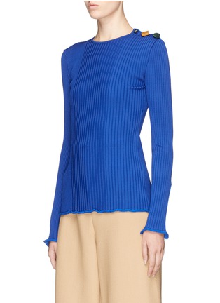 Front View - Click To Enlarge - ROKSANDA - 'Rhea' geometric button shoulder rib knit sweater