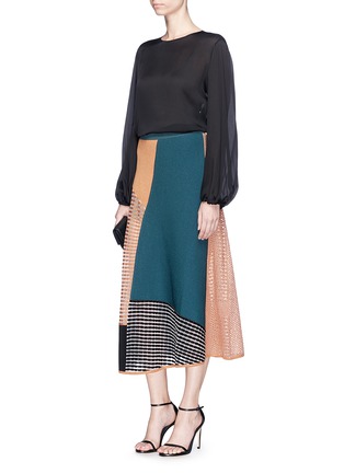 Figure View - Click To Enlarge - ROKSANDA - 'Kasamo' colourblock mixed knit long skirt