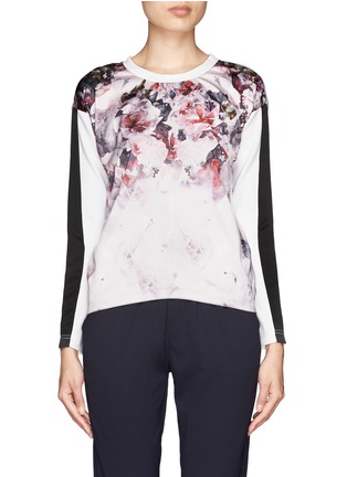 Main View - Click To Enlarge - MO&CO. EDITION 10 - Floral print sateen scuba T-shirt