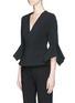 Front View - Click To Enlarge - ROKSANDA - 'Prila' bell cuff cady and crepe top