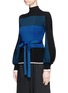 Front View - Click To Enlarge - ROKSANDA - Bishop sleeve belted wool blend rib knit sweater