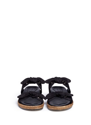 Front View - Click To Enlarge - JIMMY CHOO - 'Nixon' knotted bow suede espadrille sandals