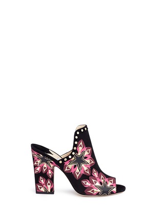 Main View - Click To Enlarge - JIMMY CHOO - 'Hustle 100' stud galaxy print suede mules