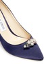 Detail View - Click To Enlarge - JIMMY CHOO - 'Alexa 85' Swarovski crystal faux pearl satin pumps