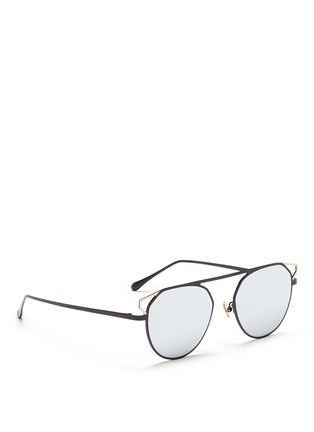 Figure View - Click To Enlarge - STEPHANE + CHRISTIAN - 'Bane' cutout corner aviator mirror sunglasses