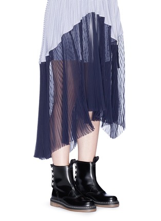 Figure View - Click To Enlarge - SACAI - Lace back leather mid calf boots
