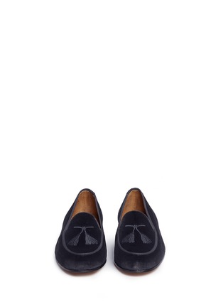 Front View - Click To Enlarge - STUBBS & WOOTTON - Tassel embroidered velvet slip-ons