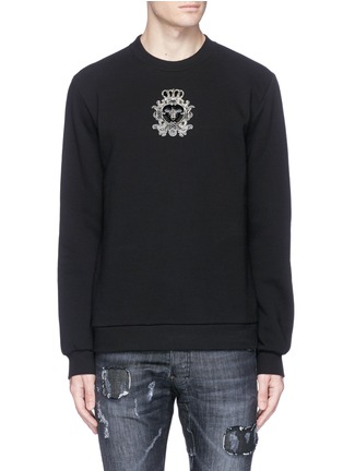Main View - Click To Enlarge - - - Crown bee crest embellished sweatshirt