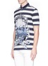 Front View - Click To Enlarge - - - Stripe Capri scenery print polo shirt