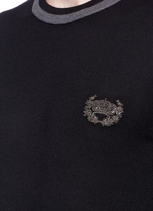 Detail View - Click To Enlarge - - - Crown appliqué virgin wool sweater