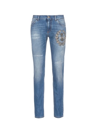 Main View - Click To Enlarge - - - Bee crest embellished jeans