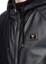 Detail View - Click To Enlarge - - - Sheepskin leather panel zip hoodie