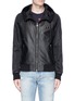 Main View - Click To Enlarge - - - Sheepskin leather panel zip hoodie