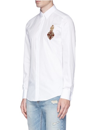 Front View - Click To Enlarge - - - 'Gold' crest embroidered poplin shirt