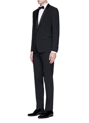 Figure View - Click To Enlarge - - - 'Gold' satin shawl lapel tuxedo suit