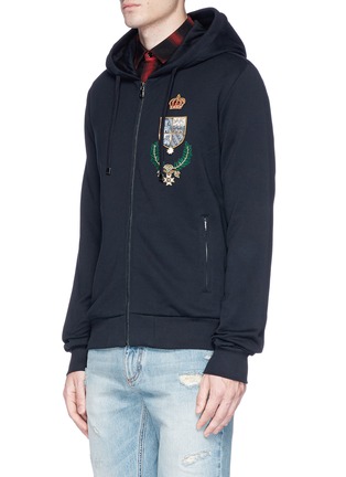 Front View - Click To Enlarge - - - Crown crest appliqué zip hoodie