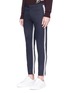 Front View - Click To Enlarge - - - Stripe rib knit trim cropped jogging pants
