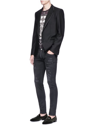 Figure View - Click To Enlarge - - - Bee embroidered hopsack blazer