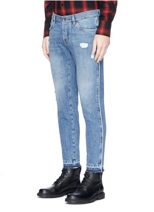 Front View - Click To Enlarge - - - Selvedge outseam slim fit ripped jeans