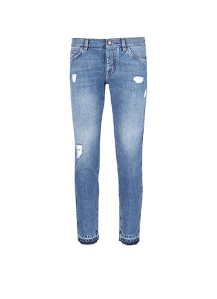 Main View - Click To Enlarge - - - Selvedge outseam slim fit ripped jeans