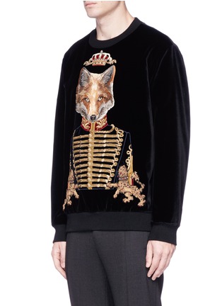 Front View - Click To Enlarge - - - General fox embroidered velvet sweatshirt