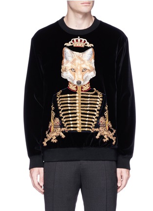 Main View - Click To Enlarge - - - General fox embroidered velvet sweatshirt