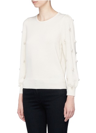 Front View - Click To Enlarge - MARC JACOBS - Glass pearl embellished wool-cashmere sweater